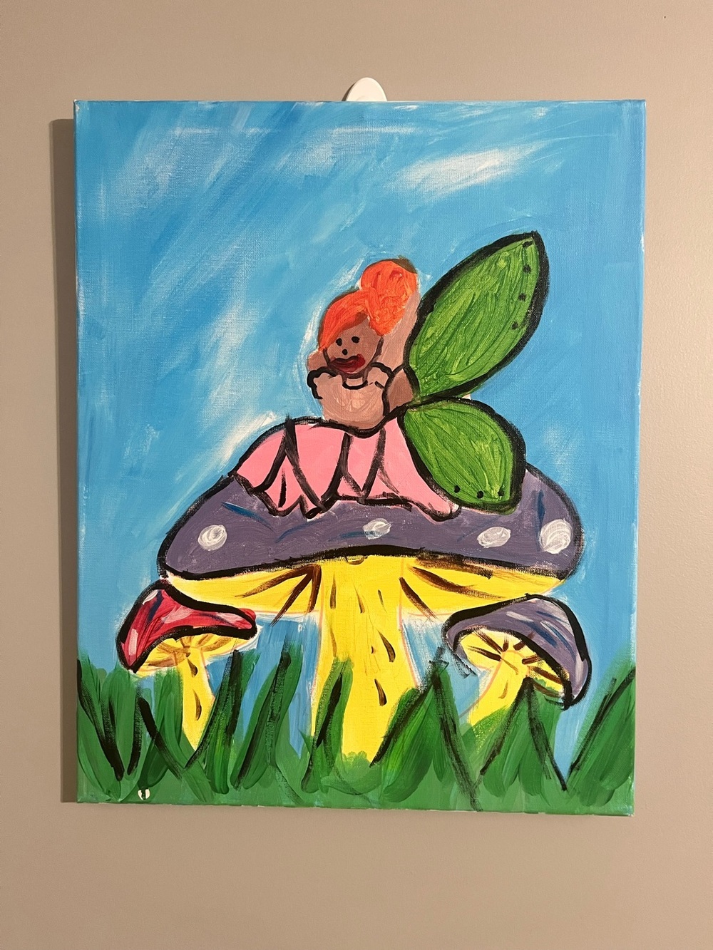 Whimsical Fairy on Mushroom Canvas Art